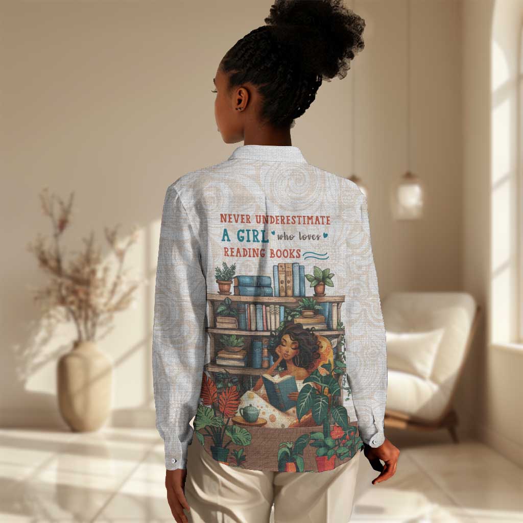 Never Underestimate A Girl Who Loves Reading Books Women Casual Shirt African Book Lovers DT04