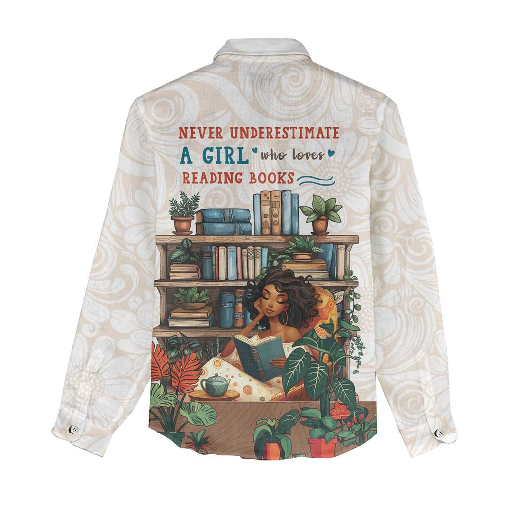 Never Underestimate A Girl Who Loves Reading Books Women Casual Shirt African Book Lovers DT04