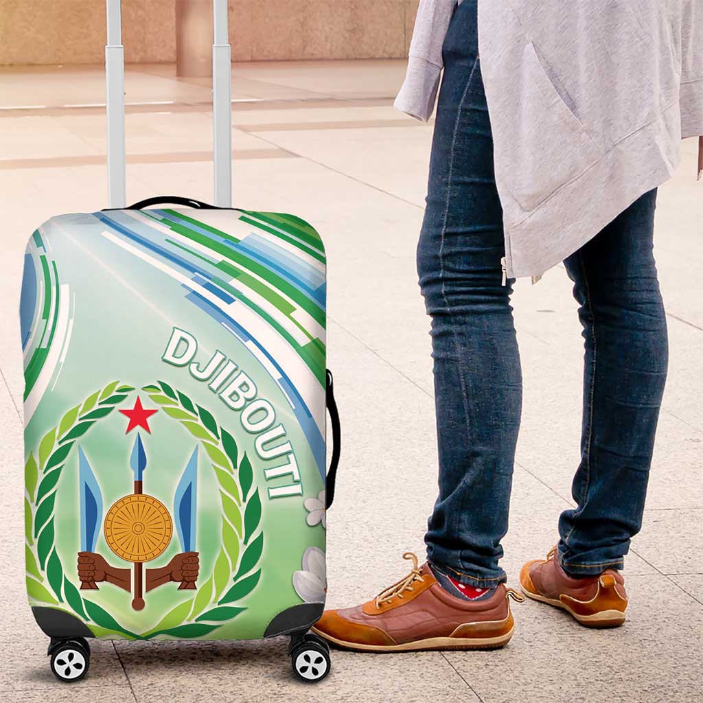 Djibouti Luggage Cover Jabuuti Emblem With Jasmine DT04