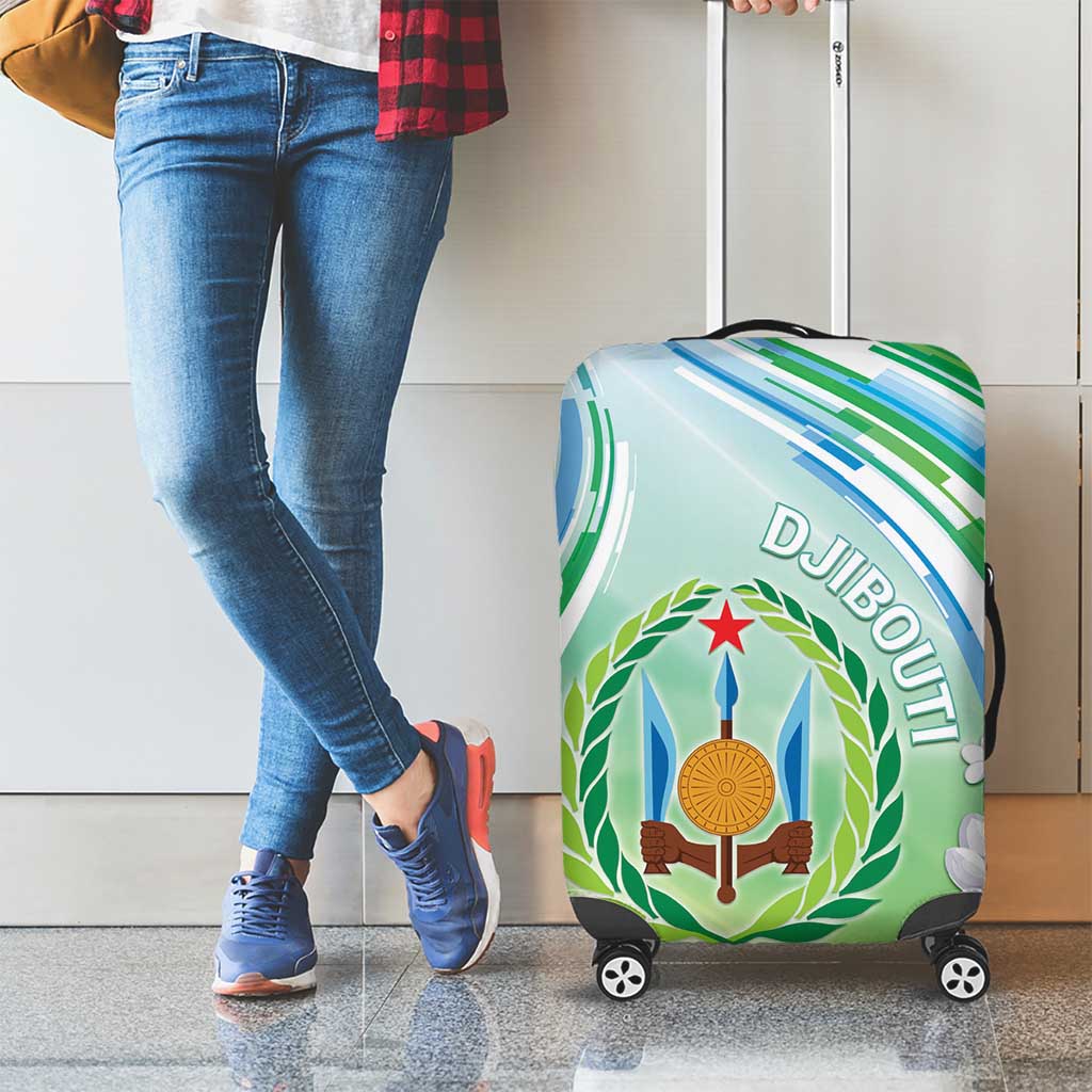 Djibouti Luggage Cover Jabuuti Emblem With Jasmine DT04