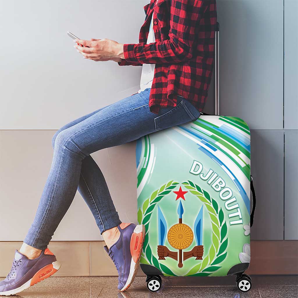 Djibouti Luggage Cover Jabuuti Emblem With Jasmine DT04
