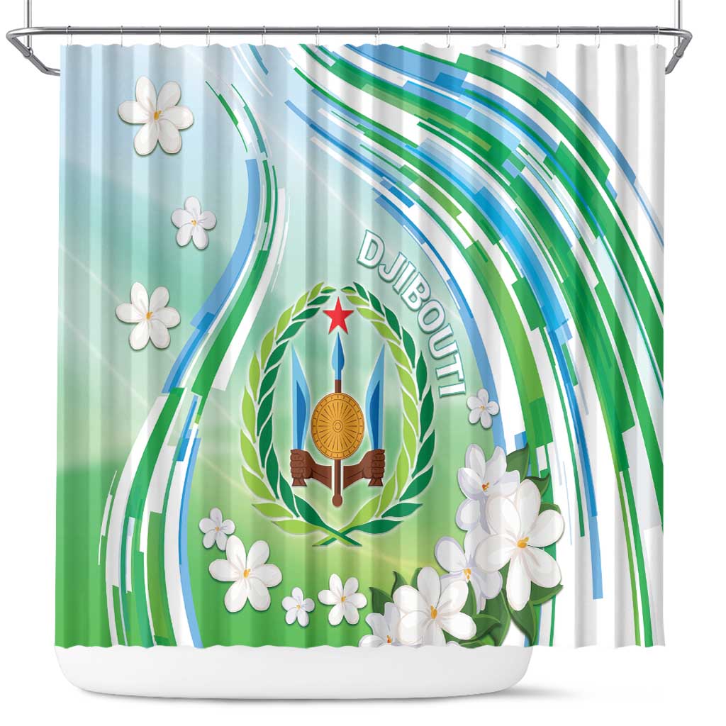Djibouti Shower Curtain Jabuuti Emblem With Jasmine DT04