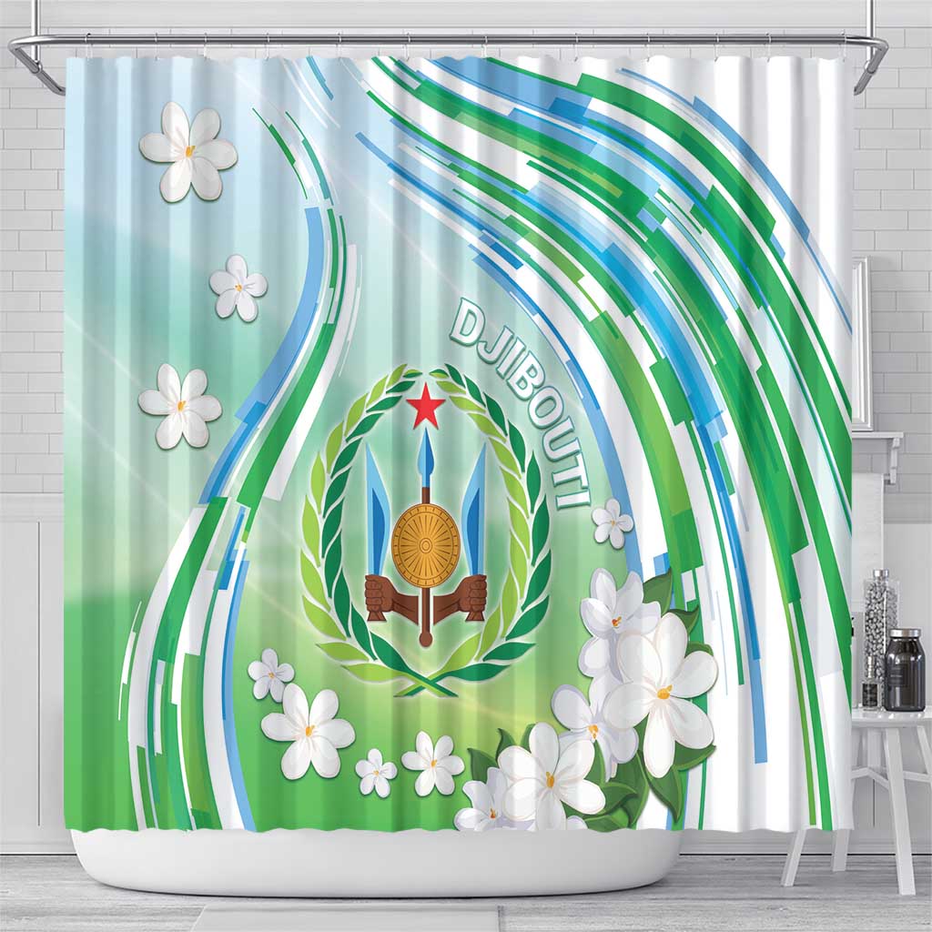 Djibouti Shower Curtain Jabuuti Emblem With Jasmine DT04