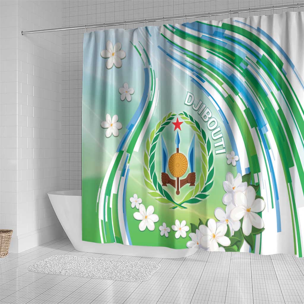 Djibouti Shower Curtain Jabuuti Emblem With Jasmine DT04