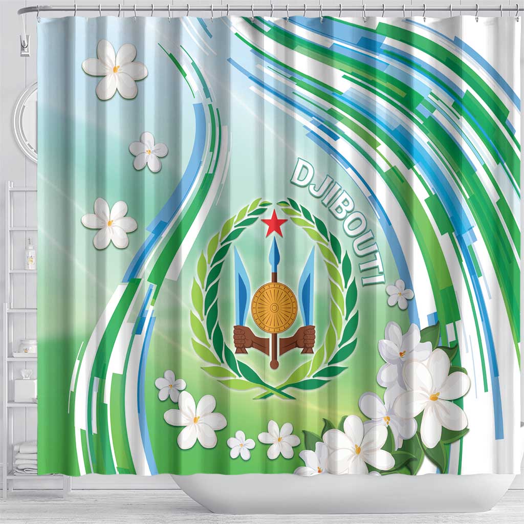 Djibouti Shower Curtain Jabuuti Emblem With Jasmine DT04