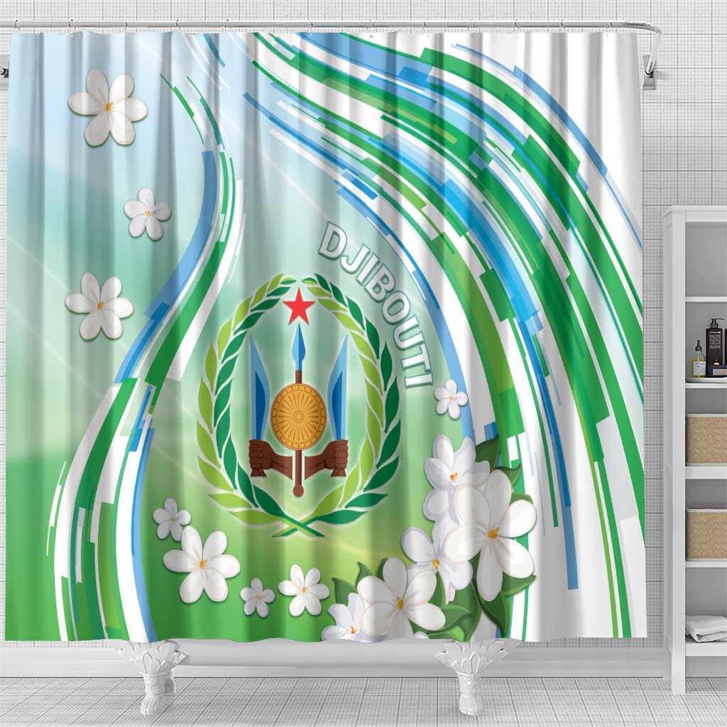 Djibouti Shower Curtain Jabuuti Emblem With Jasmine DT04