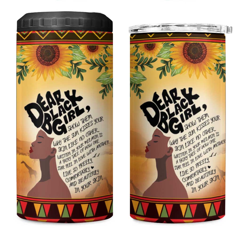 Dear Black Girl 4 in 1 Can Cooler Tumbler African Pride Black Women DT04