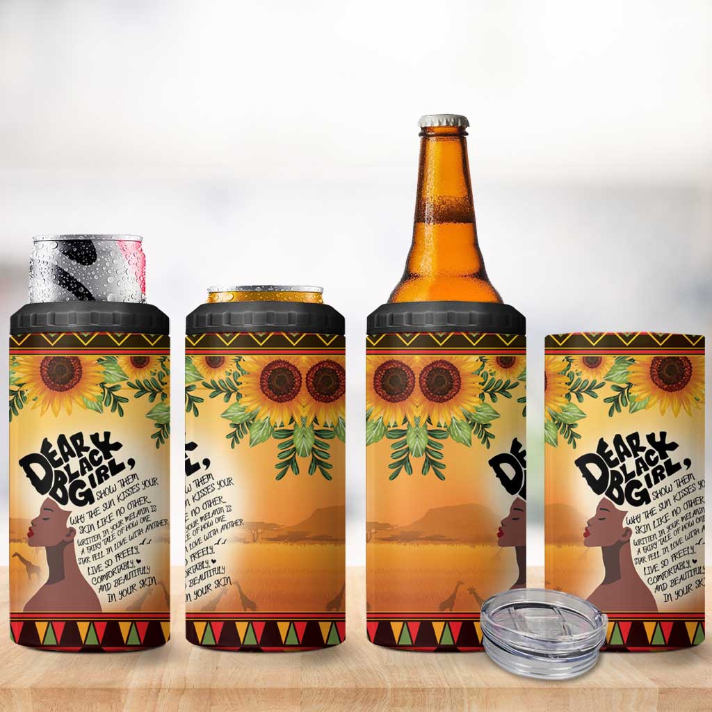 Dear Black Girl 4 in 1 Can Cooler Tumbler African Pride Black Women DT04