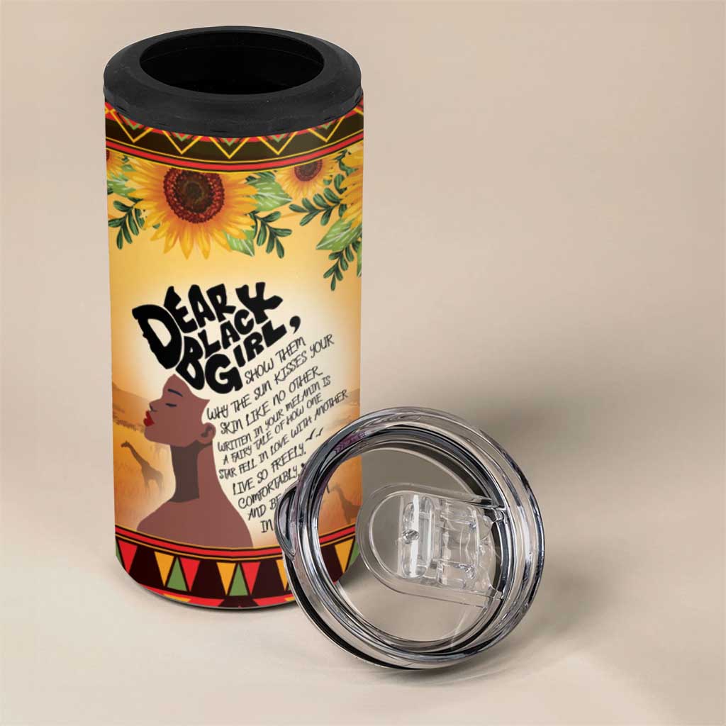 Dear Black Girl 4 in 1 Can Cooler Tumbler African Pride Black Women DT04