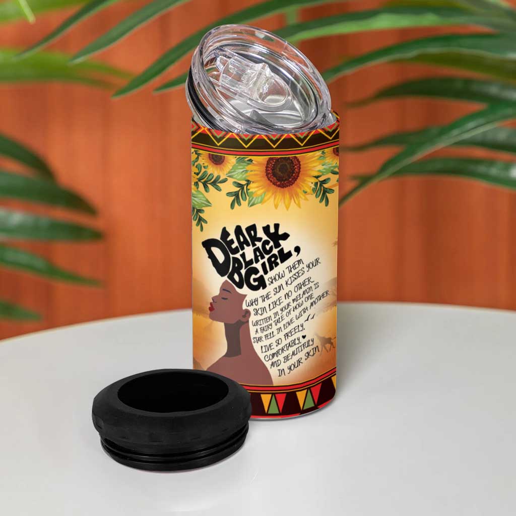 Dear Black Girl 4 in 1 Can Cooler Tumbler African Pride Black Women DT04