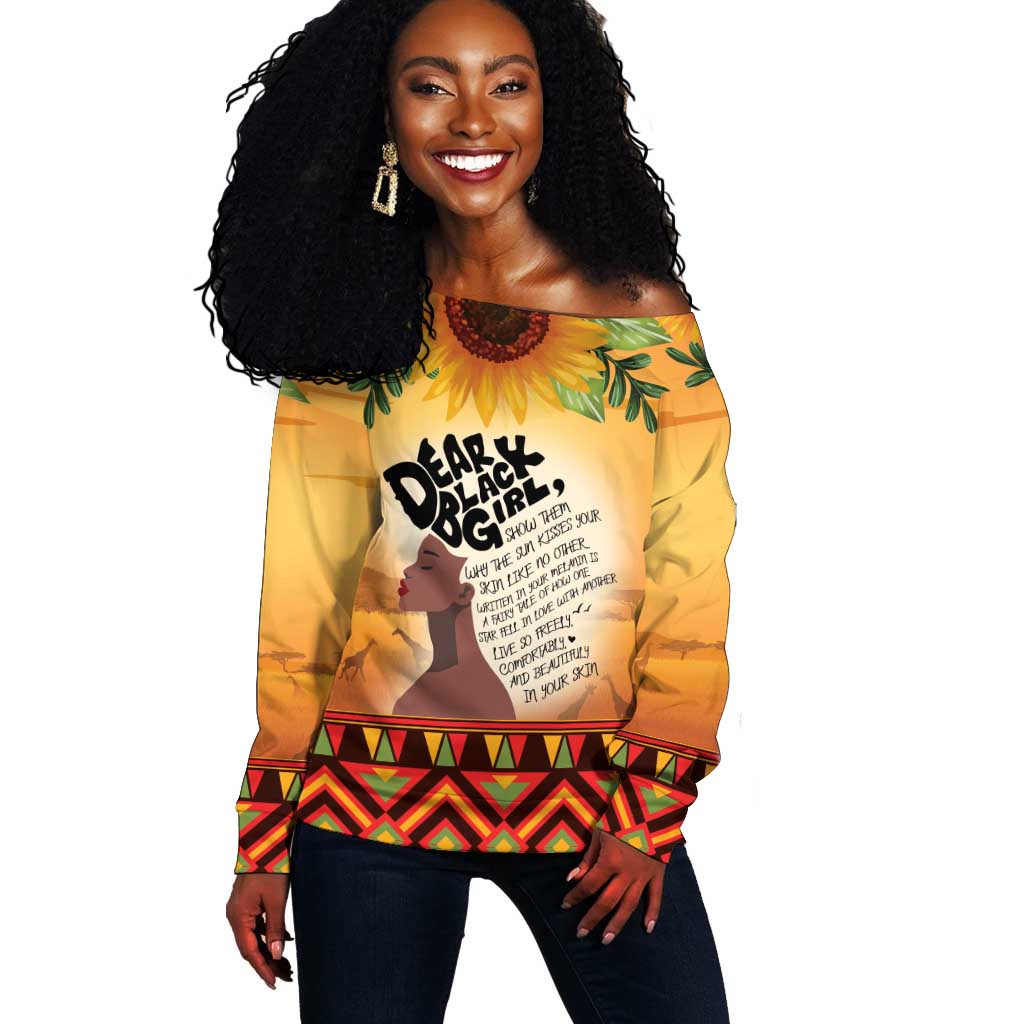 Dear Black Girl Off Shoulder Sweater African Pride Black Women DT04