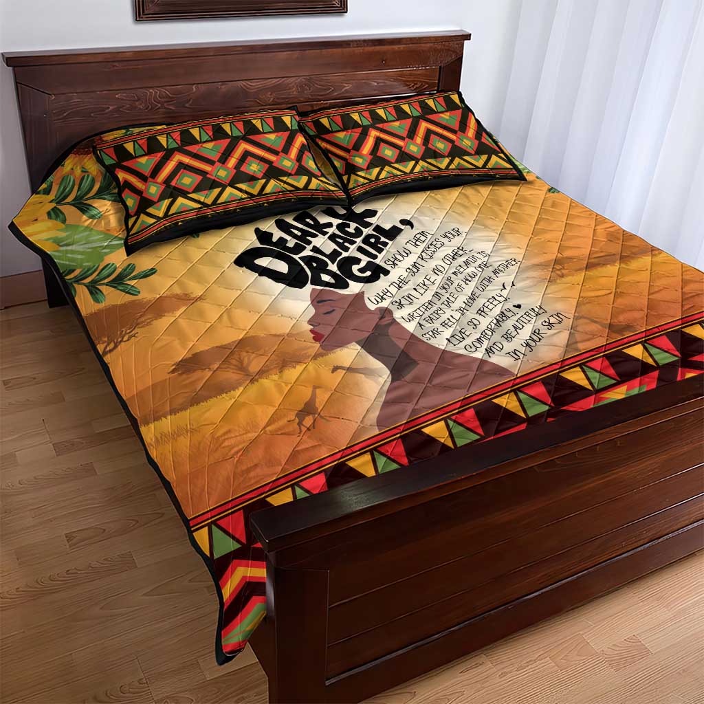 Dear Black Girl Quilt Bed Set African Pride Black Women DT04