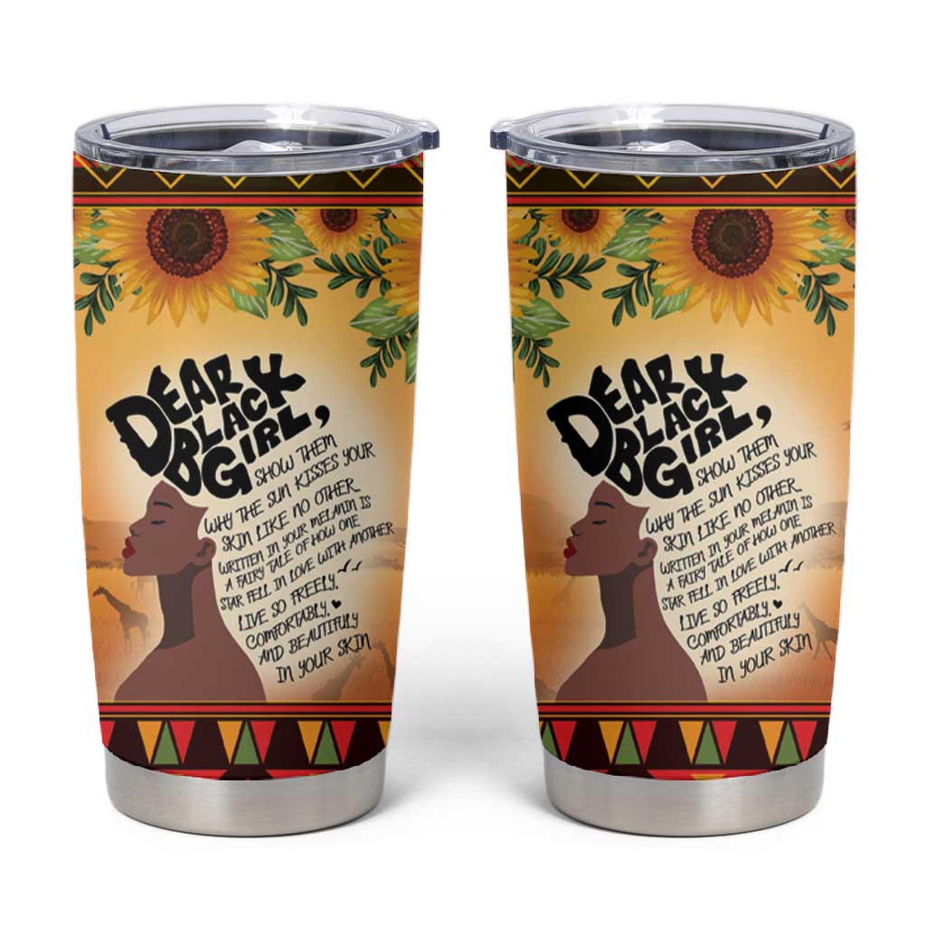 Dear Black Girl Tumbler Cup African Pride Black Women DT04