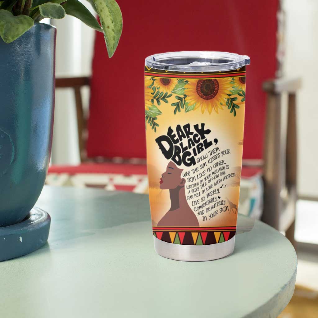 Dear Black Girl Tumbler Cup African Pride Black Women DT04