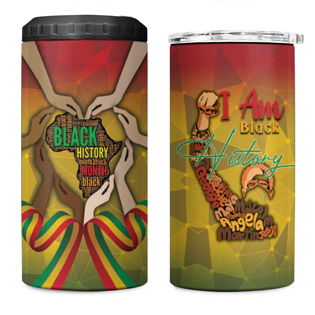 Black History Month 4 in 1 Can Cooler Tumbler I Am Black DT04