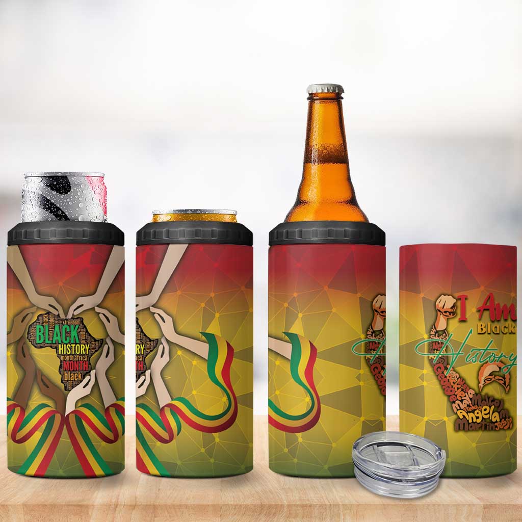 Black History Month 4 in 1 Can Cooler Tumbler I Am Black DT04