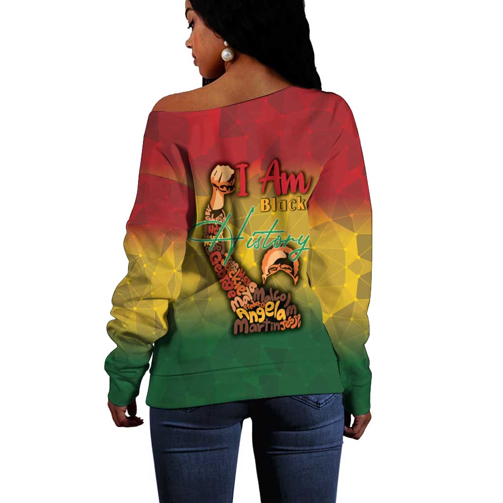 Black History Month Off Shoulder Sweater I Am Black DT04