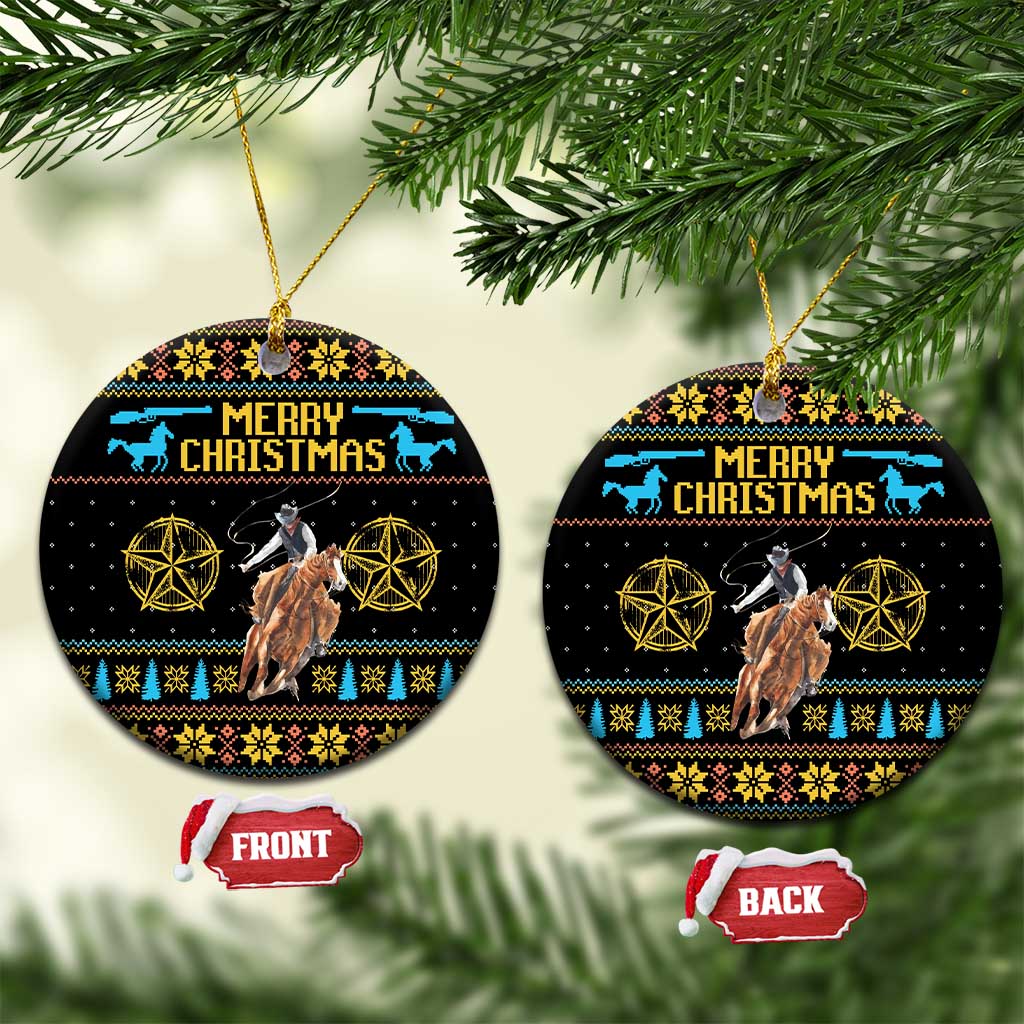 Cowboy Merry Christmas Ceramic Ornament DT04