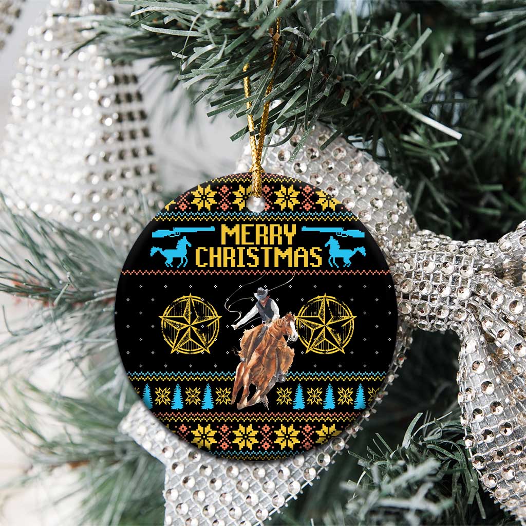 Cowboy Merry Christmas Ceramic Ornament DT04