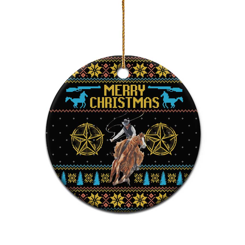 Cowboy Merry Christmas Ceramic Ornament DT04
