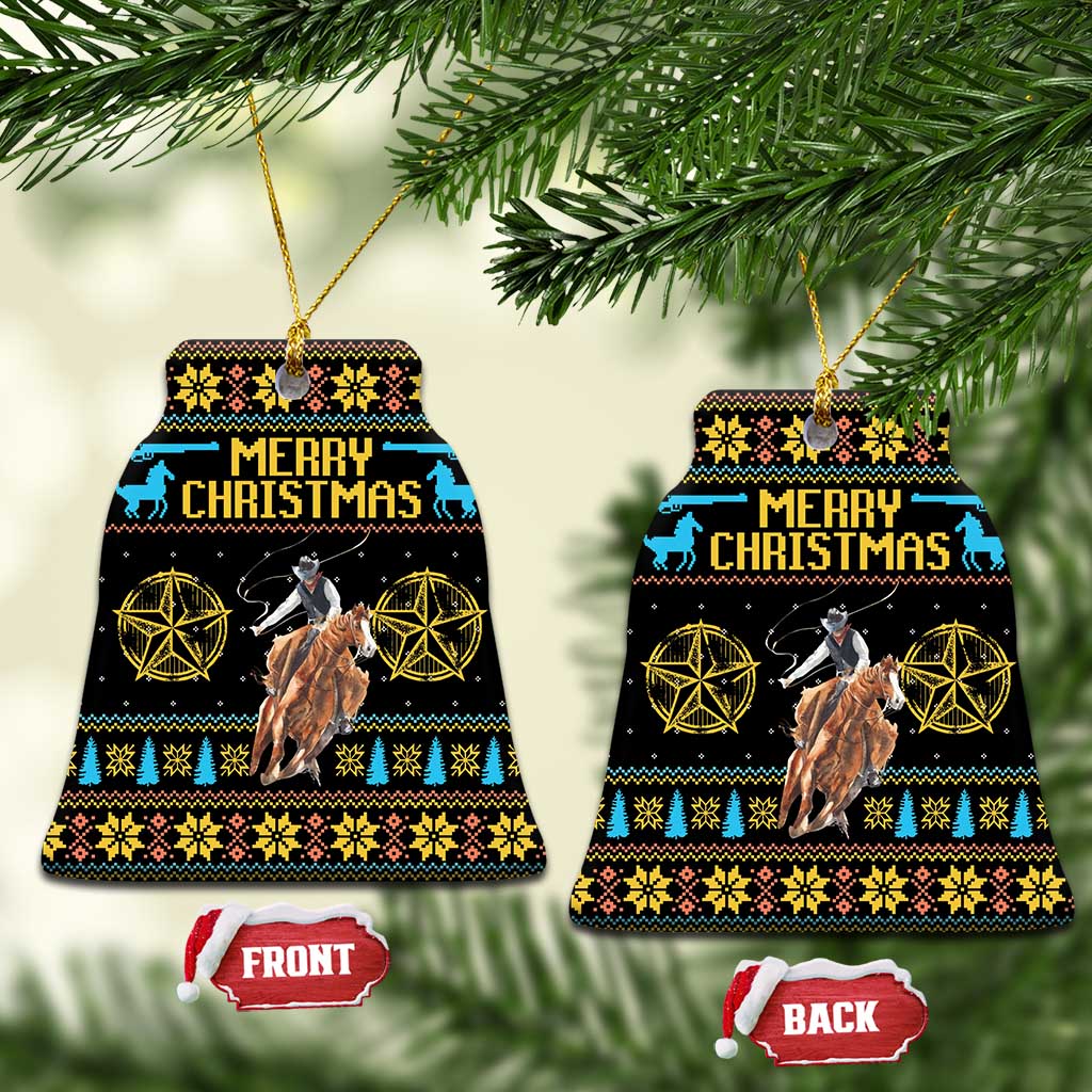 Cowboy Merry Christmas Ceramic Ornament DT04