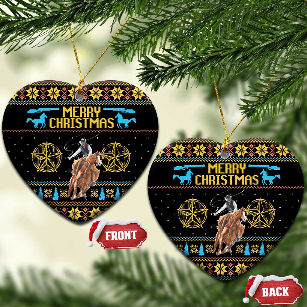 Cowboy Merry Christmas Ceramic Ornament DT04