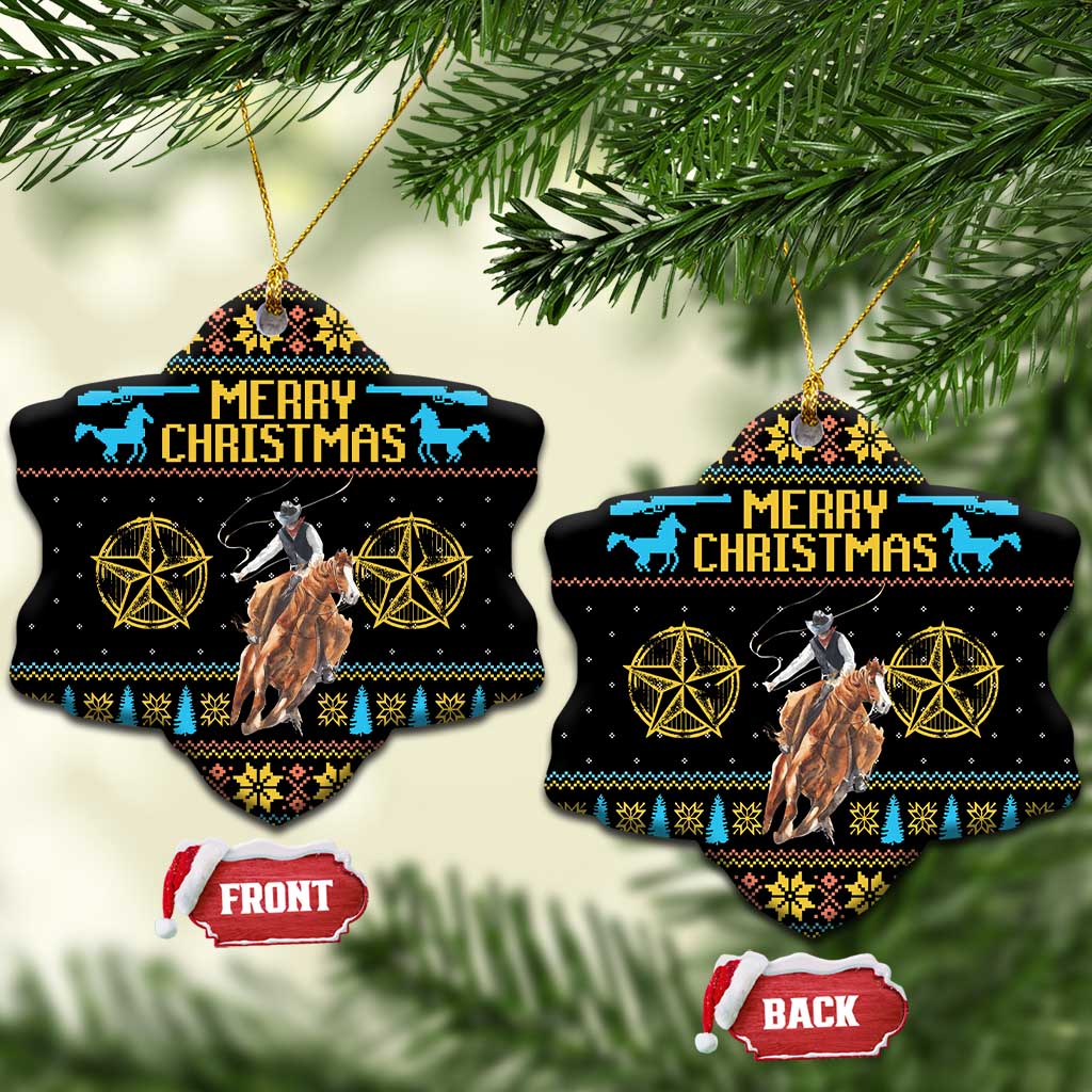 Cowboy Merry Christmas Ceramic Ornament DT04