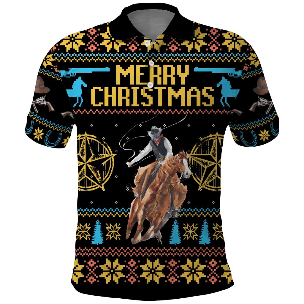 Cowboy Merry Christmas Polo Shirt DT04
