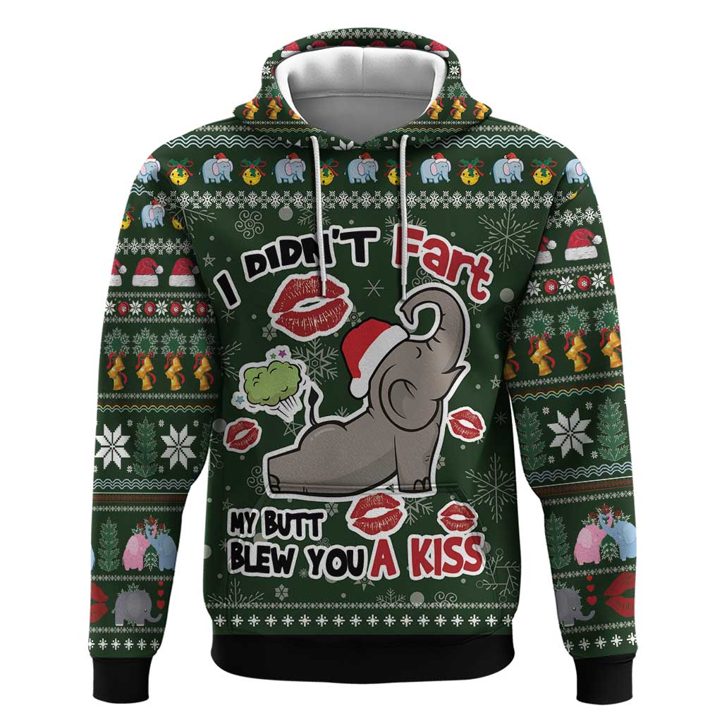 Elephant I Didnt Fart My Butt Blew You A Kiss Hoodie Elephant Christmas DT04