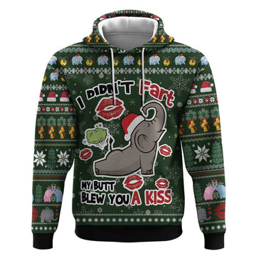Elephant I Didnt Fart My Butt Blew You A Kiss Hoodie Elephant Christmas DT04
