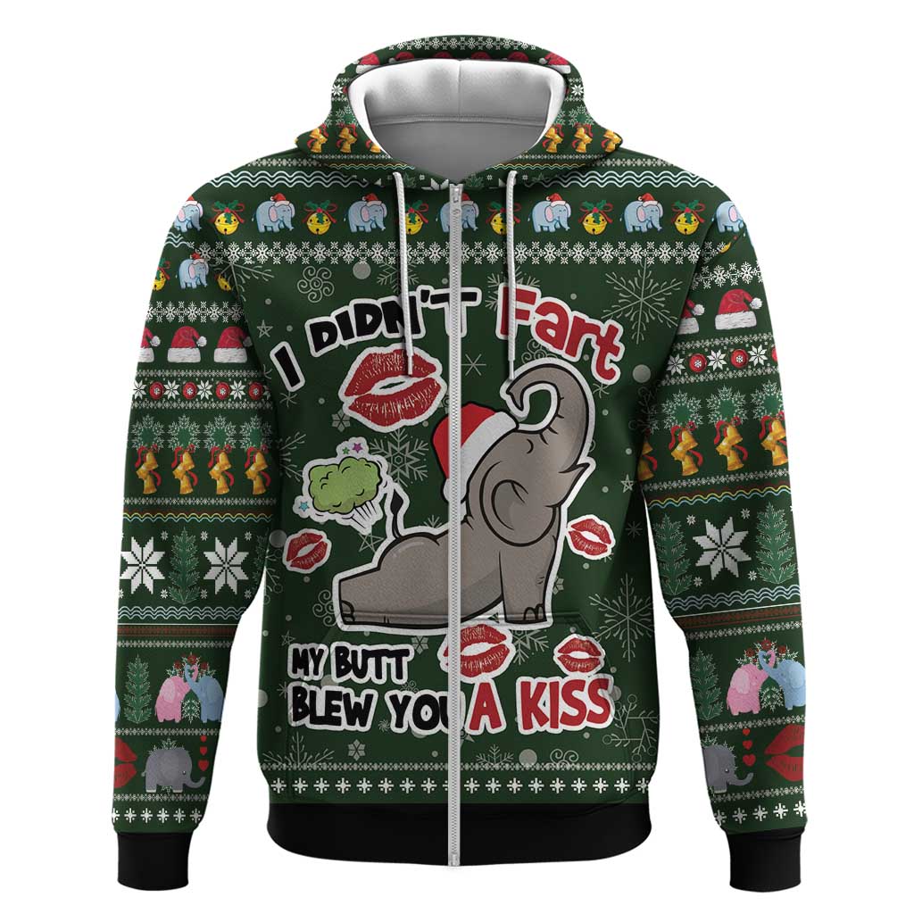 Elephant I Didnt Fart My Butt Blew You A Kiss Hoodie Elephant Christmas DT04