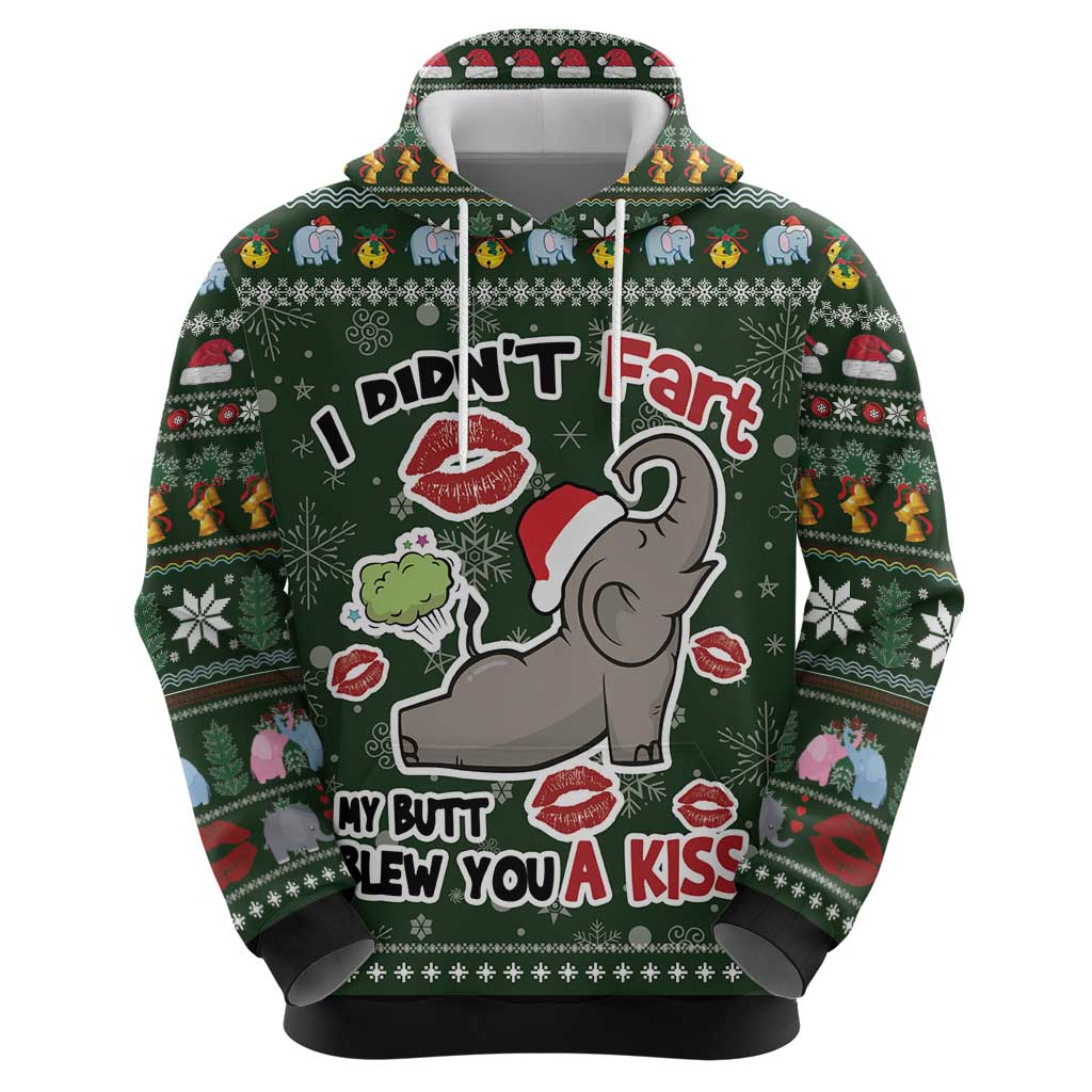 Elephant I Didnt Fart My Butt Blew You A Kiss Hoodie Elephant Christmas DT04