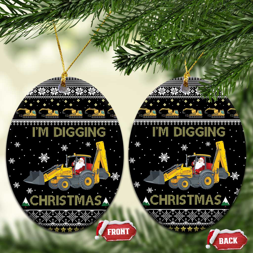 Im Digging Christmas Ceramic Ornament Tractor Santa Claus DT04