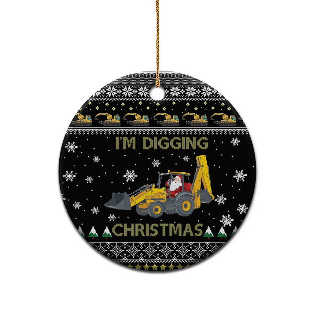 Im Digging Christmas Ceramic Ornament Tractor Santa Claus DT04