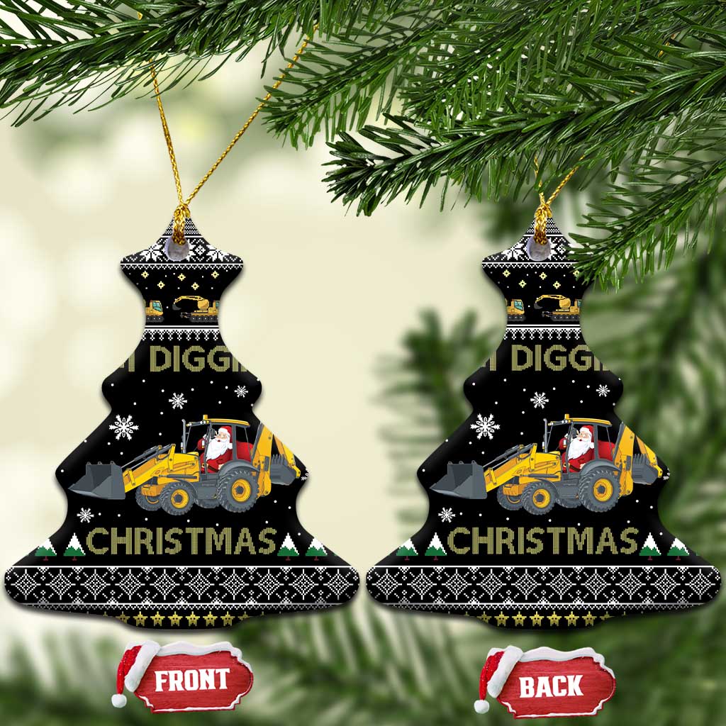 Im Digging Christmas Ceramic Ornament Tractor Santa Claus DT04