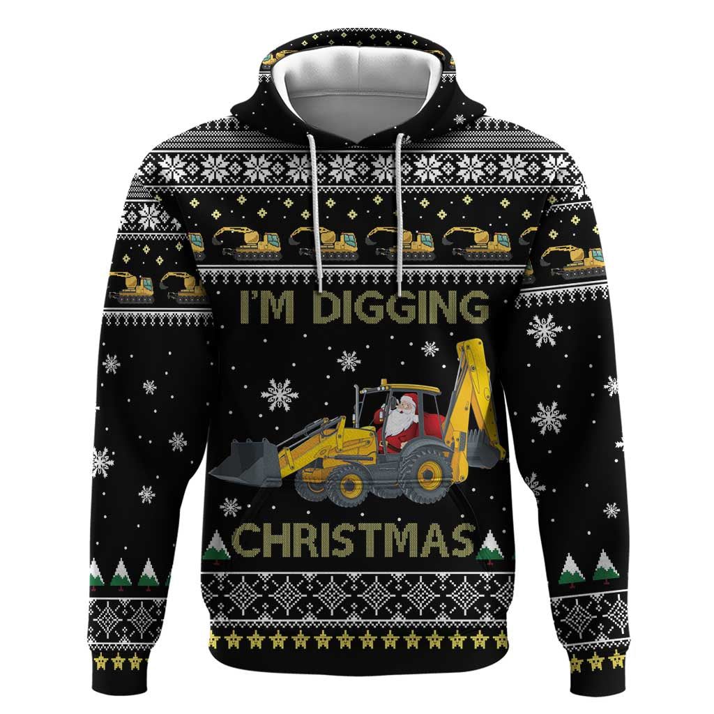 Im Digging Christmas Hoodie Tractor Santa Claus DT04
