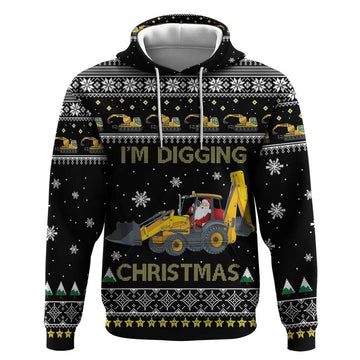 Im Digging Christmas Hoodie Tractor Santa Claus DT04