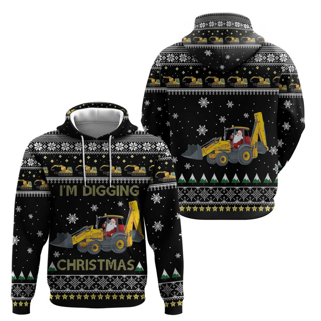 Im Digging Christmas Hoodie Tractor Santa Claus DT04