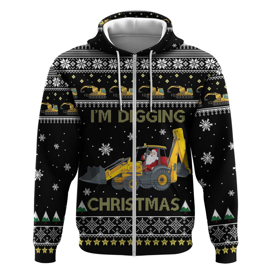 Im Digging Christmas Hoodie Tractor Santa Claus DT04
