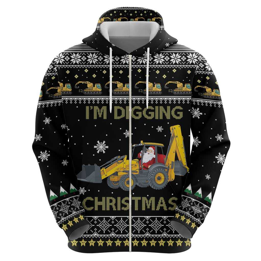Im Digging Christmas Hoodie Tractor Santa Claus DT04