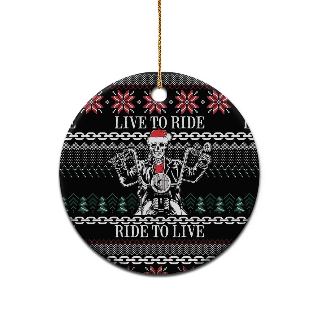 Live To Ride Motorbike Skeleton Ceramic Ornament Biker Skull Christmas DT04