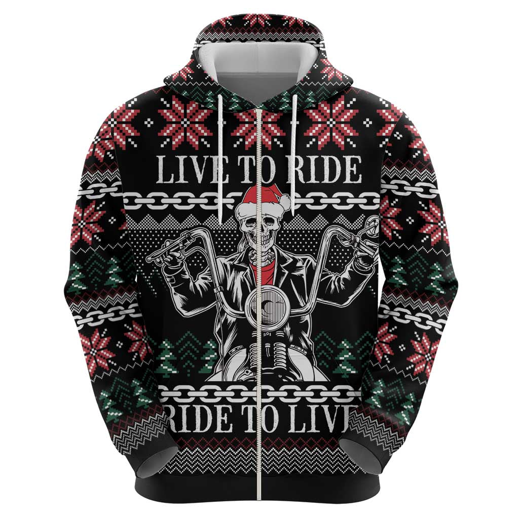 Live To Ride Motorbike Skeleton Hoodie Biker Skull Christmas DT04