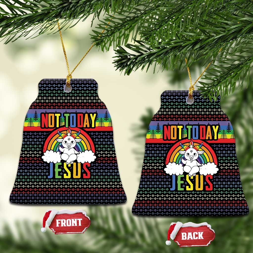 LGBT Not Today Jesus Ceramic Ornament Rainbow Christmas DT04