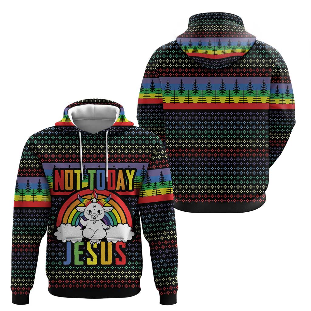 LGBT Not Today Jesus Hoodie Rainbow Christmas DT04