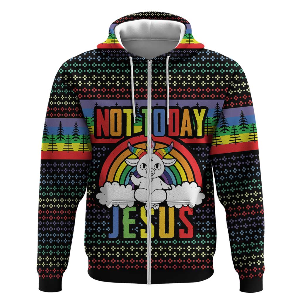 LGBT Not Today Jesus Hoodie Rainbow Christmas DT04