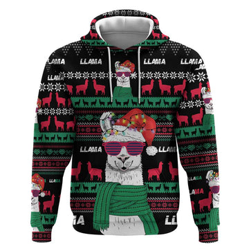 Llama Funny Hoodie Llama Christmas DT04
