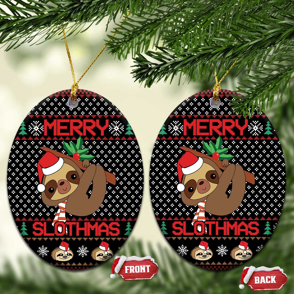 Merry Slothmas Ceramic Ornament Cute Sloth Christmas DT04