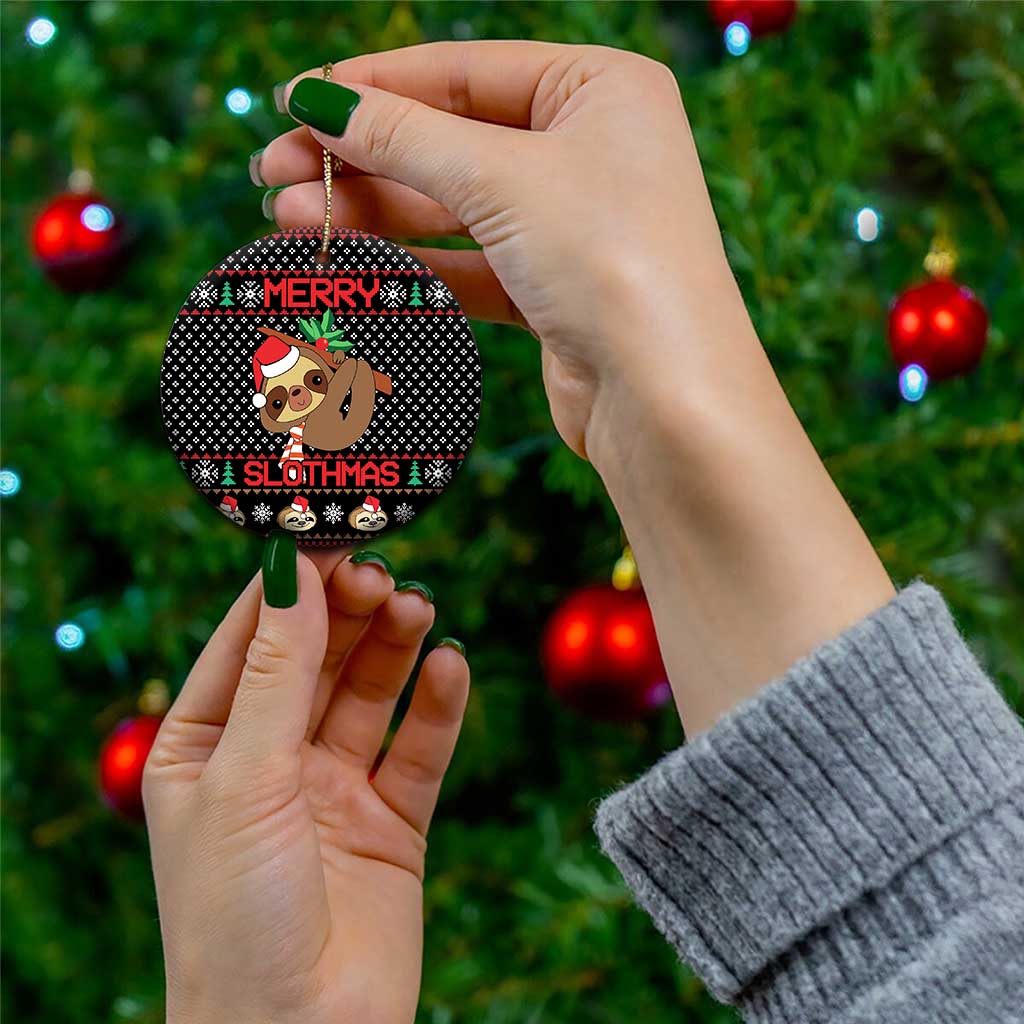 Merry Slothmas Ceramic Ornament Cute Sloth Christmas DT04