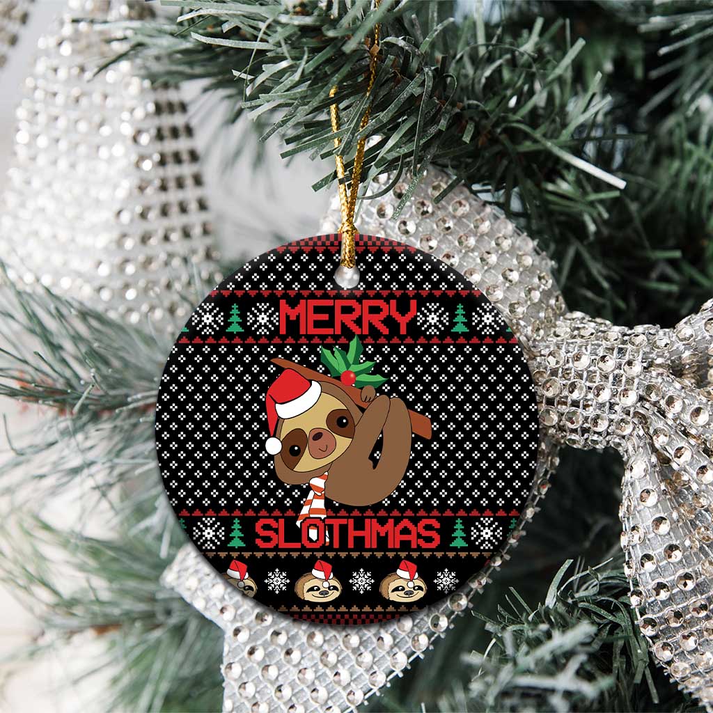 Merry Slothmas Ceramic Ornament Cute Sloth Christmas DT04