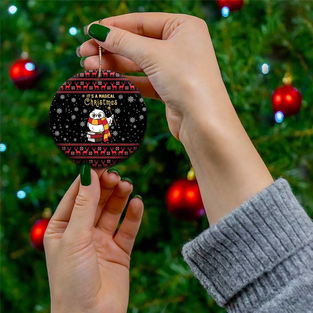 Magical Christmas Ceramic Ornament Owl Book Xmas DT04